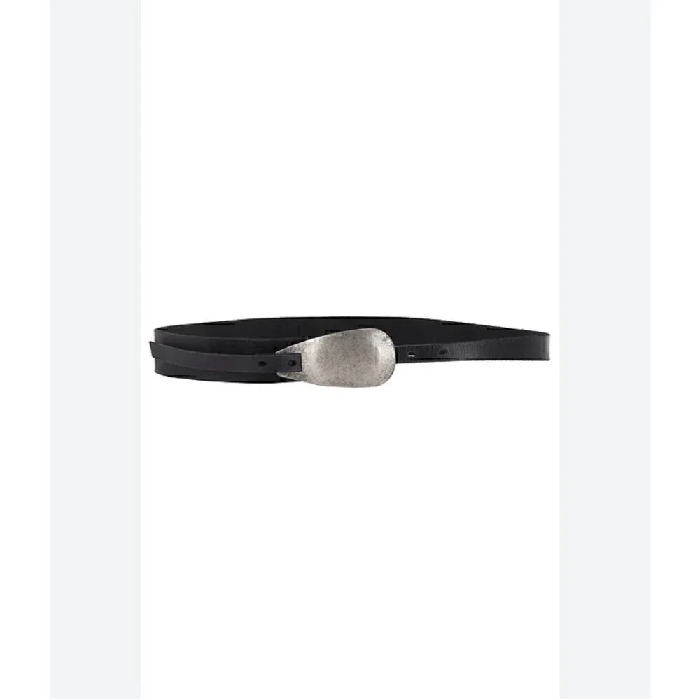 FREE PEOPLE Black Leather Belt With Silver OYESTER HIP Buckle, REVOLVE, WESTERN
